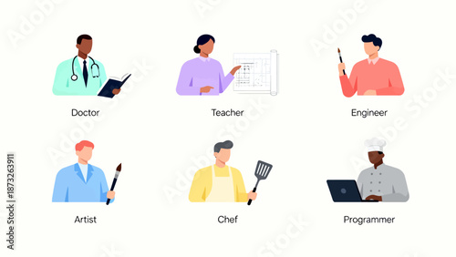 Illustrated professions and occupations