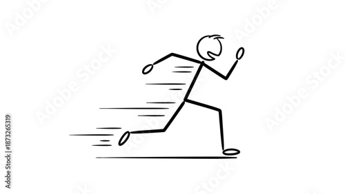 Simple stick figure illustration of a person running quickly.