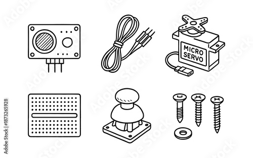 Collection of electronic components and hardware for DIY projects and prototyping