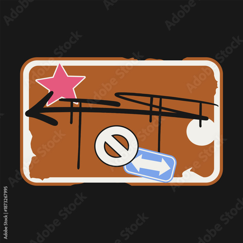 Stop sign vector illustration design set. Warning stop sign sticker design pack. Urban vector streetwear design bundle. Scribbles