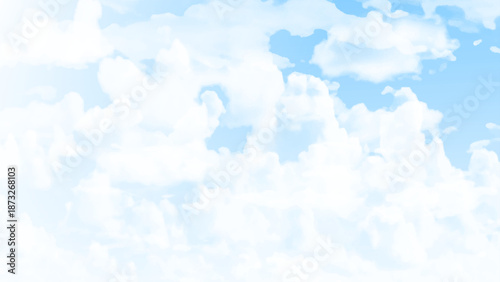 fluffy white clouds on a clear blue sky