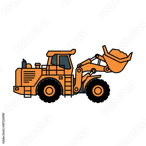 Heavy Orange Wheel Loader Construction Vehicle Icon