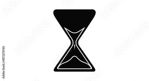 A striking black and white image of an hourglass depicted in a simple silhouette