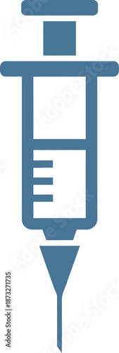 A medical syringe icon on a clean white background for healthcare concepts