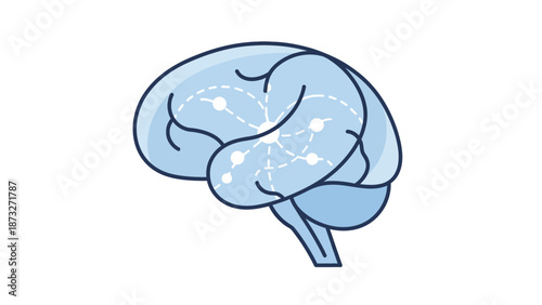 An illustration of a human brain with neural connections