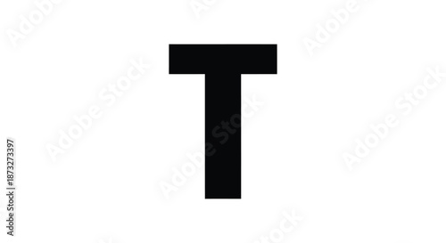 A stark depiction of the letter t in a bold black form a simple silhouette