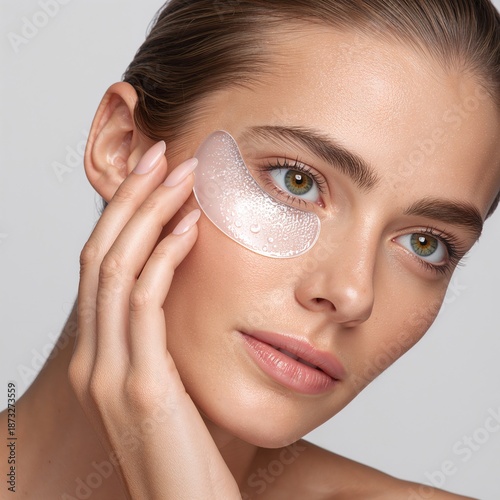 Woman Applying Eye Mask in Beauty Routine at Home in the Afternoon