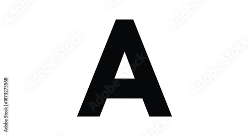 A striking black capital letter a dominates the visual space presented as a silhouette