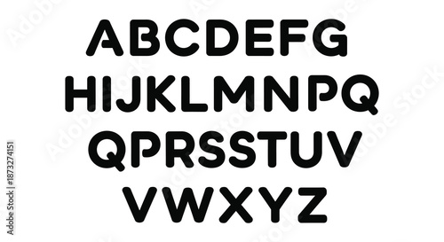 A bold display of the english alphabet in a striking black and white silhouette