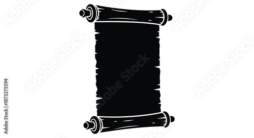 An antique scroll with ornate rolled edges a blank space for text silhouette