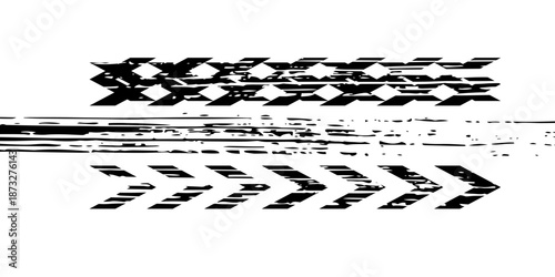 Black and white tire track background for rally, drift, motocross, off-road, and other motorsports. Black tire tracks on a white background. eps 10