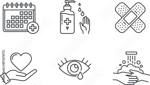 Health and hygiene icons set for medical use