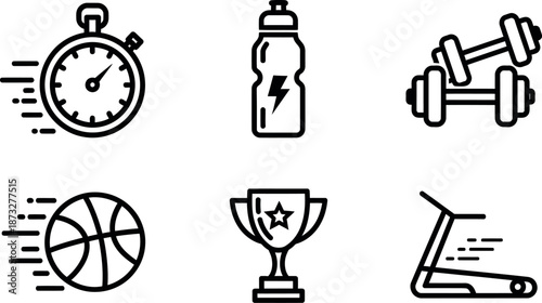 Fitness icons representing various sports and activities
