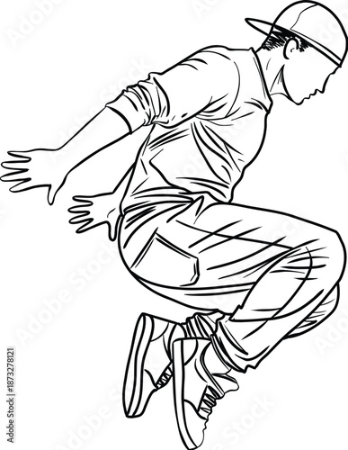 Hip Hop Dancer Jumping in Air Pose