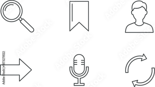 Set of simple line icons for user interface