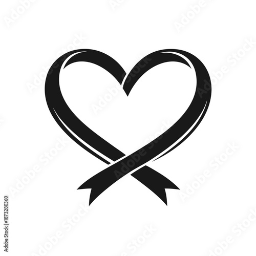 Heart Awareness Ribbon Icon, Love and Support Symbol