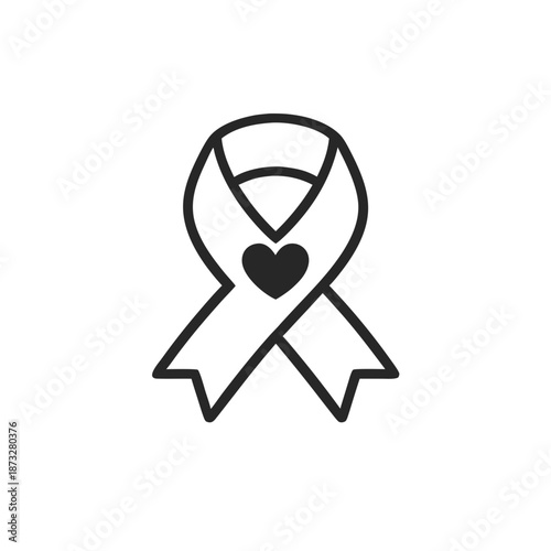 Awareness Ribbon with Heart Icon, Health Support