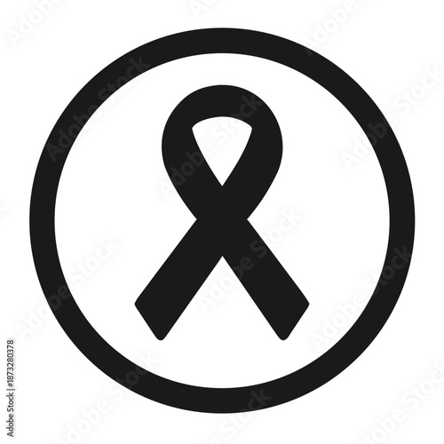 Awareness Ribbon in Circle Icon, Health Campaign