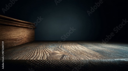 Rustic Wooden Surface with Dark Background Perfect for Product Photography, Textures, and Minimalist Designs in Creative Projects