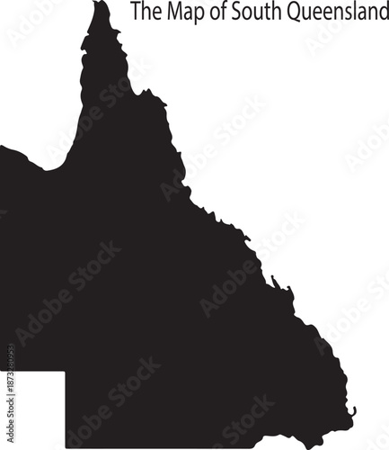 South Queensland Map Silhouette isolated on white background