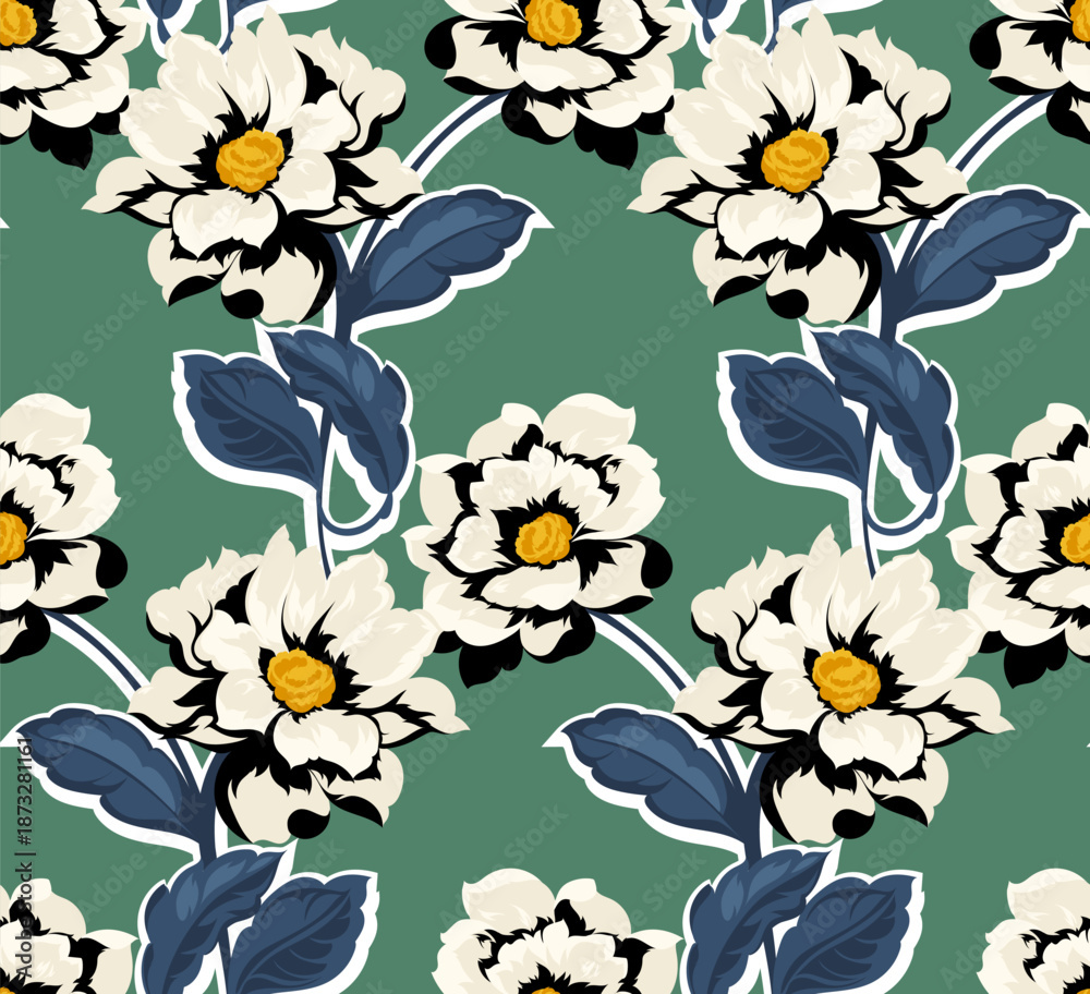 custom made wallpaper toronto digitalSeamless flowers pattern. Hand draw abstract floral pattern.