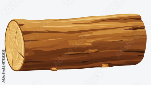 Natural Wooden Tree Log Isolated on White Background Timber Lumber Industry Resource and Woodwork Material Flat Vector