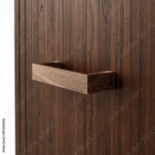 Door Handle Close up on Wooden Door in a Modern Home Interior During Daytime