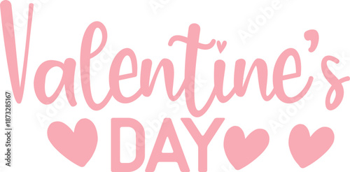 Happy Valentine’s Day typography text on plain white transparent isolated background for card, shirt, hoodie, sweatshirt, apparel, tag, mug, icon, poster or badge