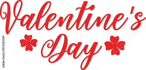 Happy Valentine’s Day typography text on plain white transparent isolated background for card, shirt, hoodie, sweatshirt, apparel, tag, mug, icon, poster or badge