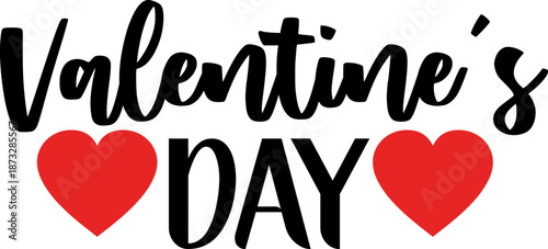 Happy Valentine’s Day typography text on plain white transparent isolated background for card, shirt, hoodie, sweatshirt, apparel, tag, mug, icon, poster or badge