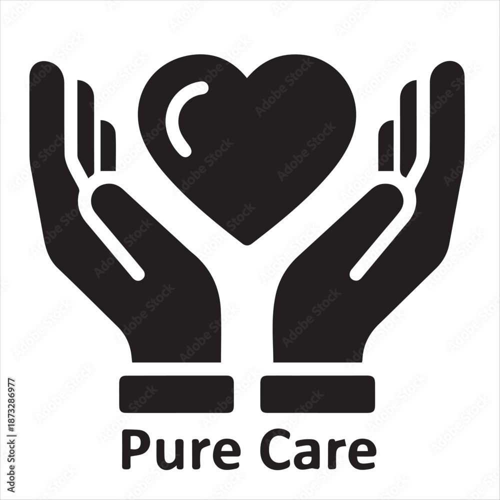 Fototapeta premium Black Hands Holding Heart Icon Vector