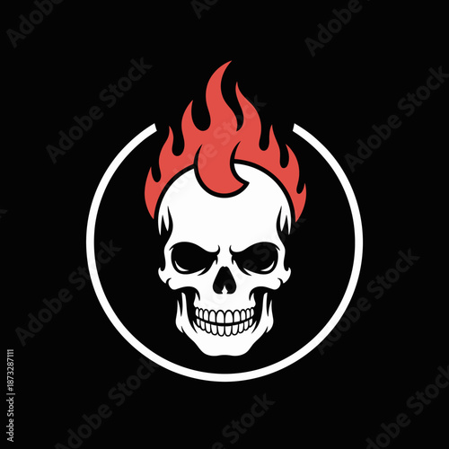 This striking image features a skull with flames, symbolizing rebellion and a fierce attitude. The bold design conveys a message of defiance and underground culture.