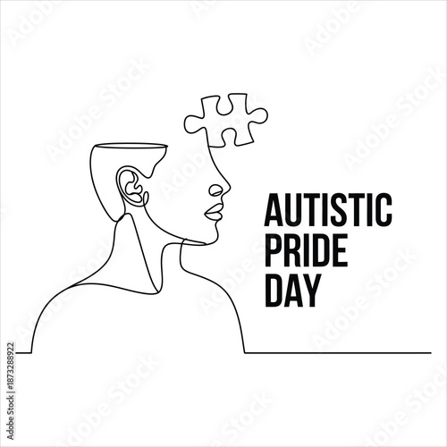 Autistic Pride Day with Puzzle Piece and Silhouette