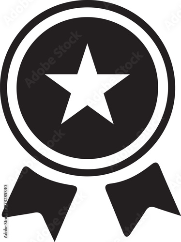 Photography Award Medal Silhouette: Bold Star Achievement Icon, Recognition and Honors Symbo