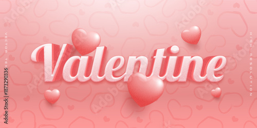 Editable 3d style text effects - valentine text in pink theme