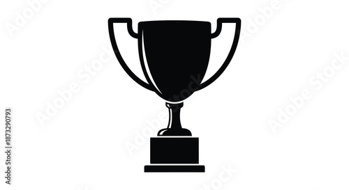 A striking black trophy design stands out against a white background a bold silhouette