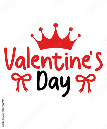 Valentine’s Day typography text on plain white transparent isolated background for card, shirt, hoodie, sweatshirt, apparel, tag, mug, icon, poster or badge