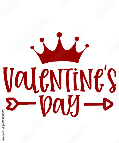 Valentine’s Day typography text on plain white transparent isolated background for card, shirt, hoodie, sweatshirt, apparel, tag, mug, icon, poster or badge