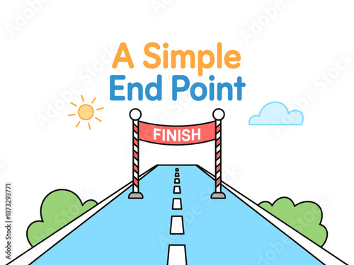 Simple end point road to finish line illustration