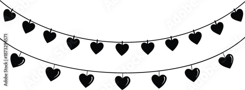 Black heart shaped garland illustration