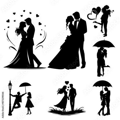 Romantic Couple in Love for Valentine’s Day Vector Illustration