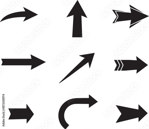 Various directional arrows isolated on white background, Vector, illustration