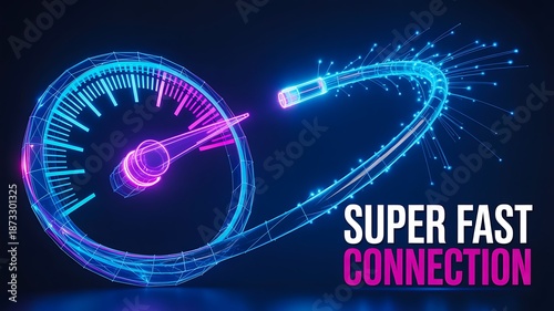 Super fast internet connection speed concept with digital infinity symbol
