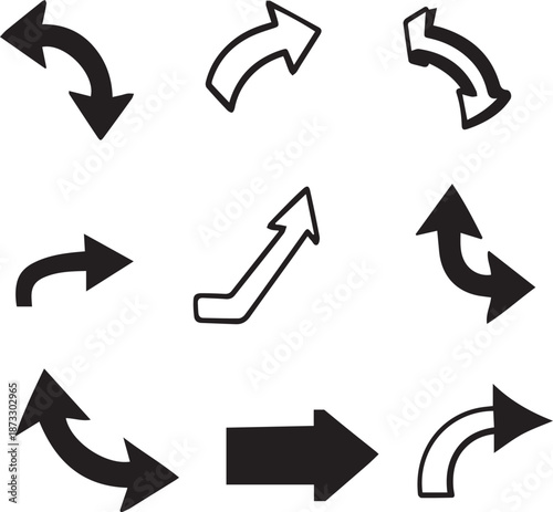 Set of various directional arrows isolated on white background, Vector, illustration