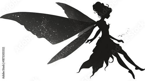 Wallpaper Mural Silhouette of a fairy with detailed wings. Torontodigital.ca