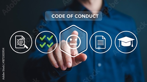 Corporate code of conduct compliance and ethics concept
