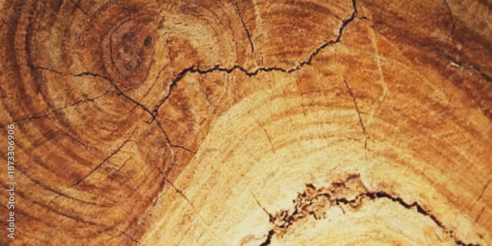 Fototapeta premium A close up view reveals the intricate patterns of a weathered wooden surface showcasing rings and cracks high quality professional detailed