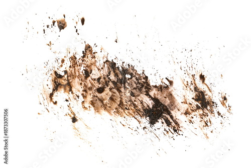 Tableau sur toile Wet mud, stains texture isolated on white background, top view, clipping path, d
