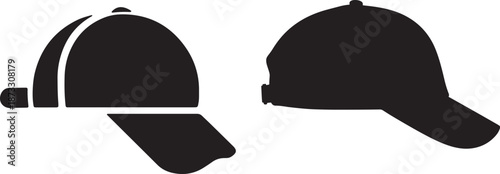Baseball Cap Silhouette Icon, Side View Illustration