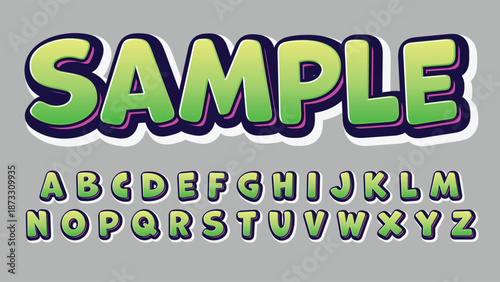 Green Purple Rounded Cartoon Text Effect